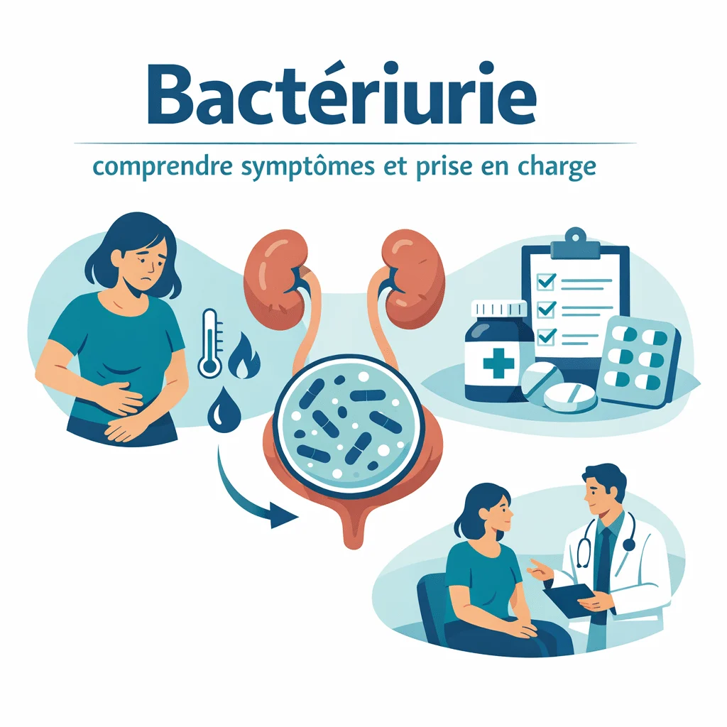 Bactériurie, présence de bactéries dans les urines, avec ses symptômes et sa prise en charge