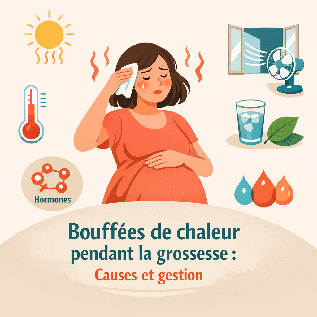Illustration of Bouffées de chaleur pendant la grossesse : causes et gestion