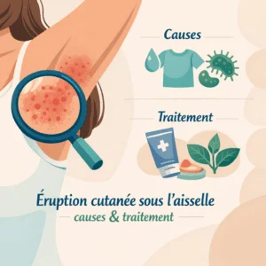 Éruption cutanée sous l'aisselle avec rougeurs sur la peau, causes possibles et traitements