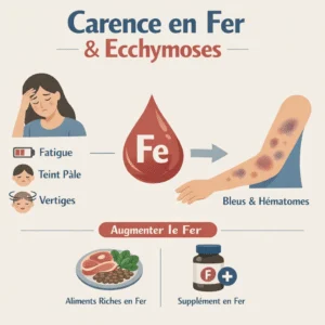 Lien entre carence en fer et ecchymoses, avec ce que disent les bleus sur le manque de fer