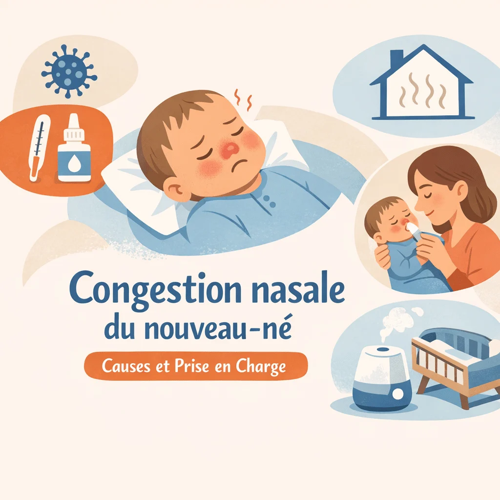 Congestion nasale du nouveau-né soulagée par un lavage de nez au sérum physiologique