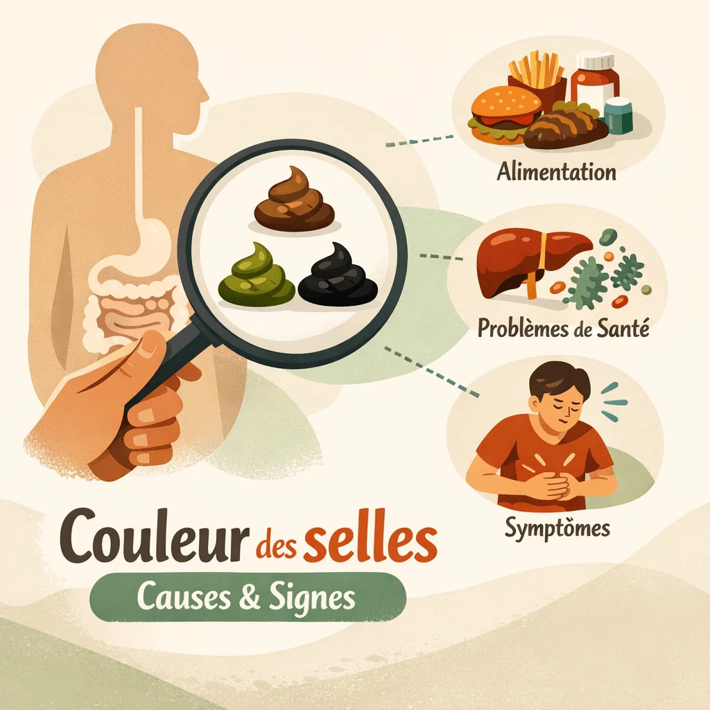 Couleur des selles déclinée en plusieurs teintes, ce que chaque nuance indique et les signes associés