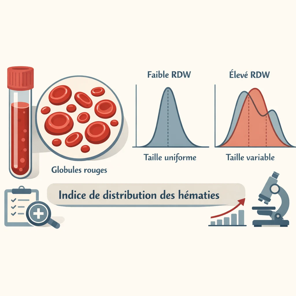 Indice de distribution des hématies (IDR) évaluant la variation de taille des globules rouges