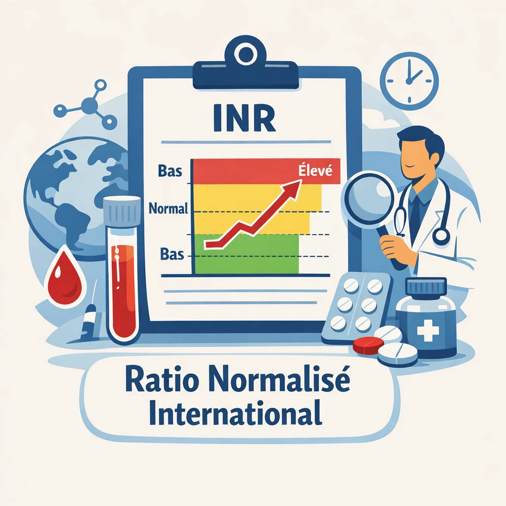 INR calculé à partir du temps de prothrombine pour surveiller un traitement anticoagulant