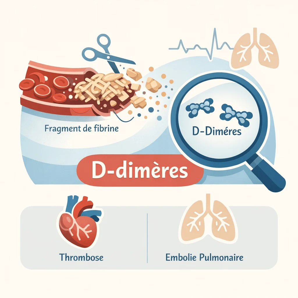 D-dimères dosés dans le sang pour écarter une thrombose veineuse ou une embolie pulmonaire