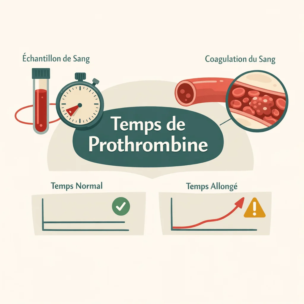 Temps de prothrombine (TP) mesuré pour évaluer la coagulation et un traitement anticoagulant