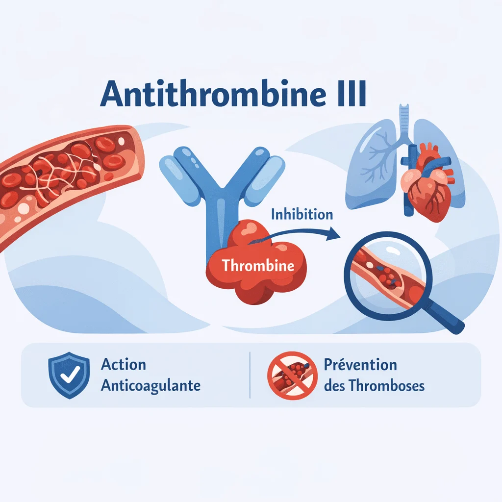 Antithrombine III dosée dans le sang, anticoagulant naturel exploré en cas de thrombose