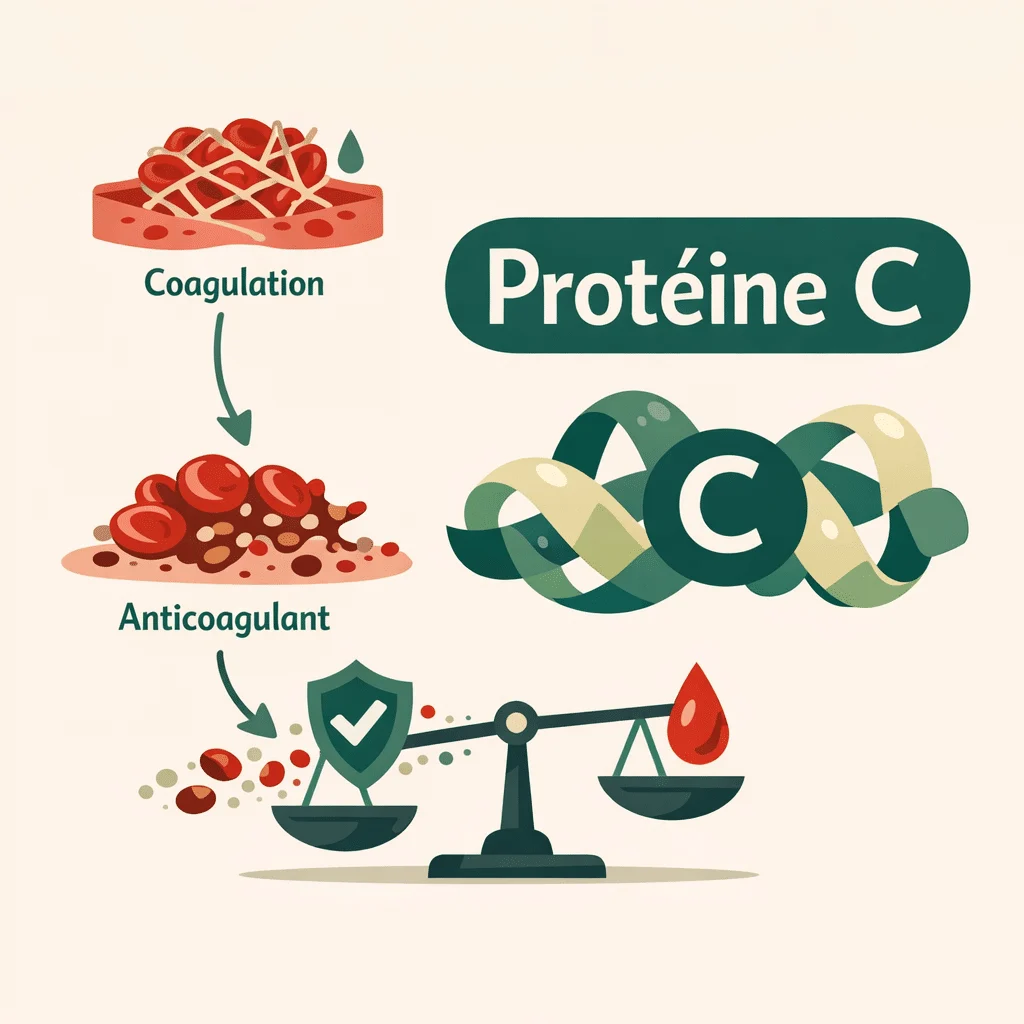 Protéine C, anticoagulant naturel du sang impliqué dans la coagulation et le risque de thrombose