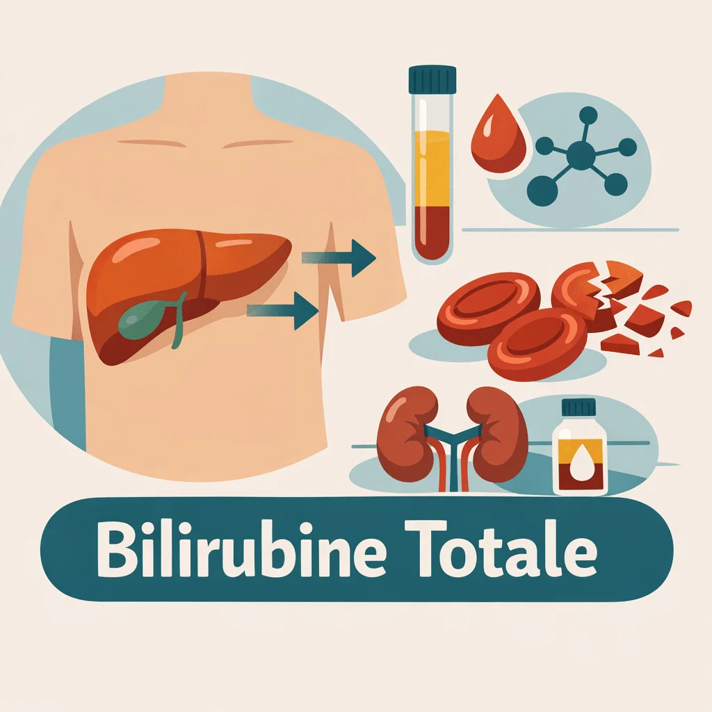 Bilirubine totale mesurée dans le sang pour explorer un ictère et la fonction du foie