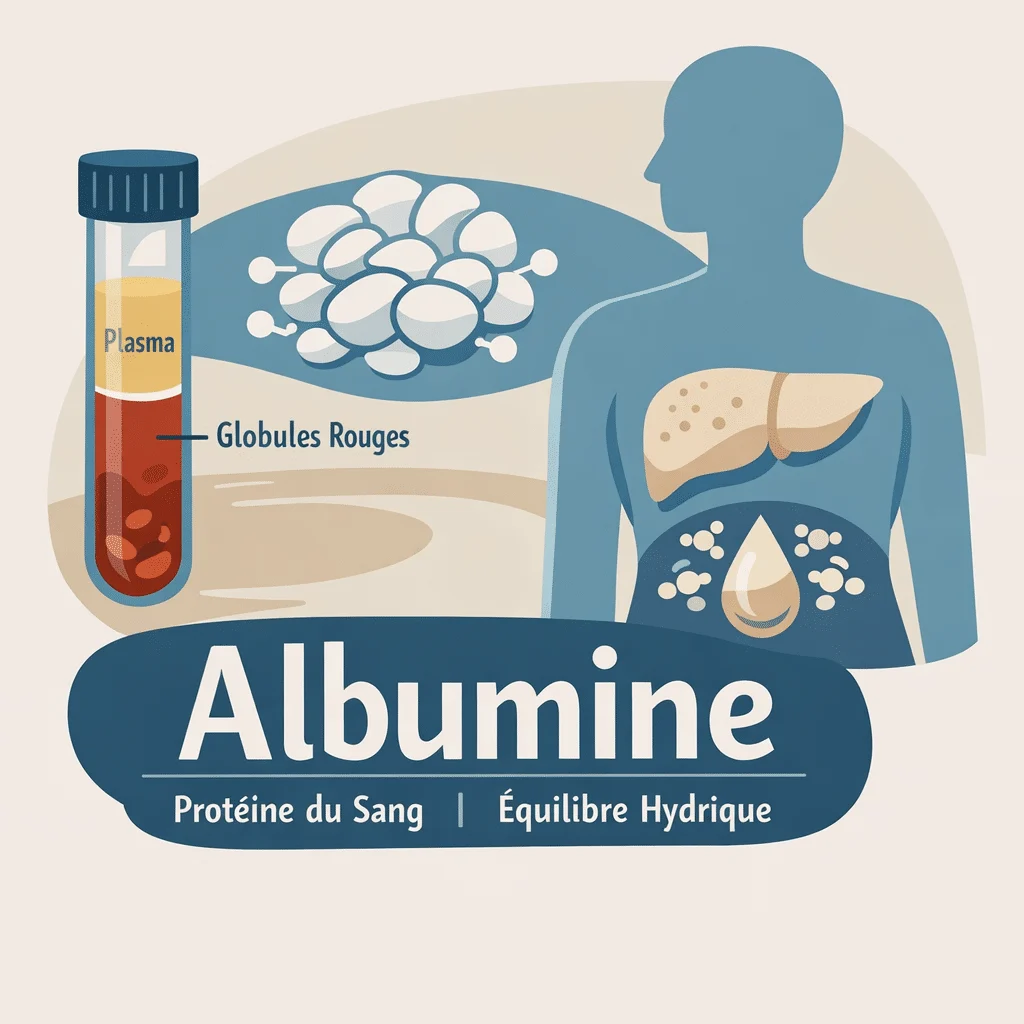 Tube de prélèvement sanguin et résultat d'analyse pour le dosage de l'albumine sérique