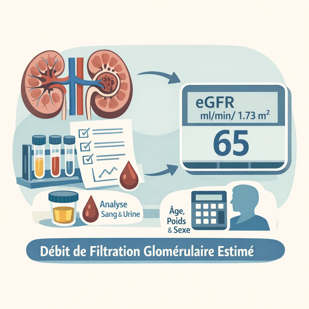 Débit de filtration glomérulaire estimé (DFGe) pour évaluer la fonction des reins