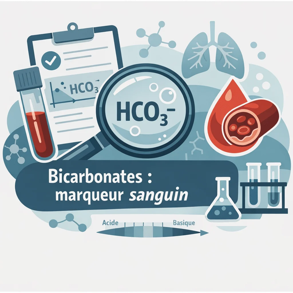 Bicarbonate sanguin mesuré dans le sang pour évaluer l'équilibre acido-basique de l'organisme