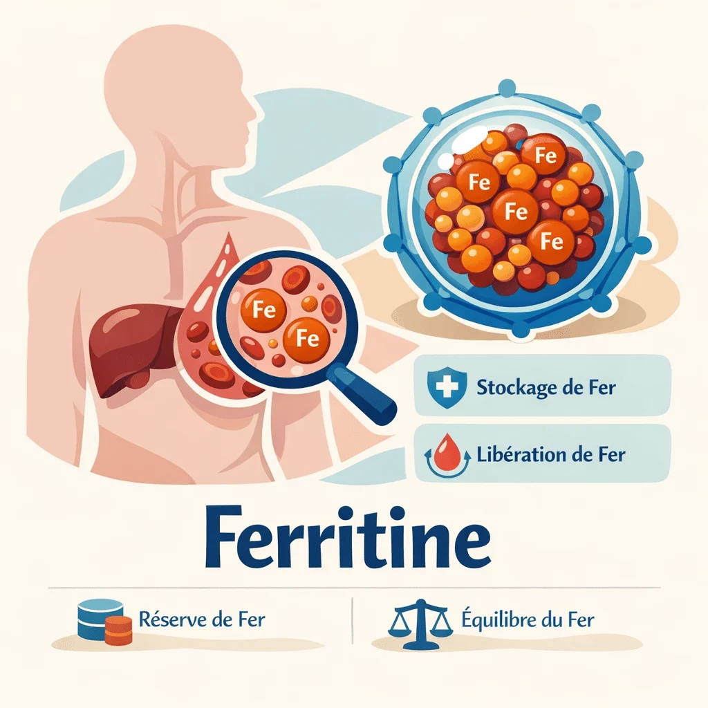 Ferritine mesurée dans le sang, marqueur des réserves en fer de l'organisme