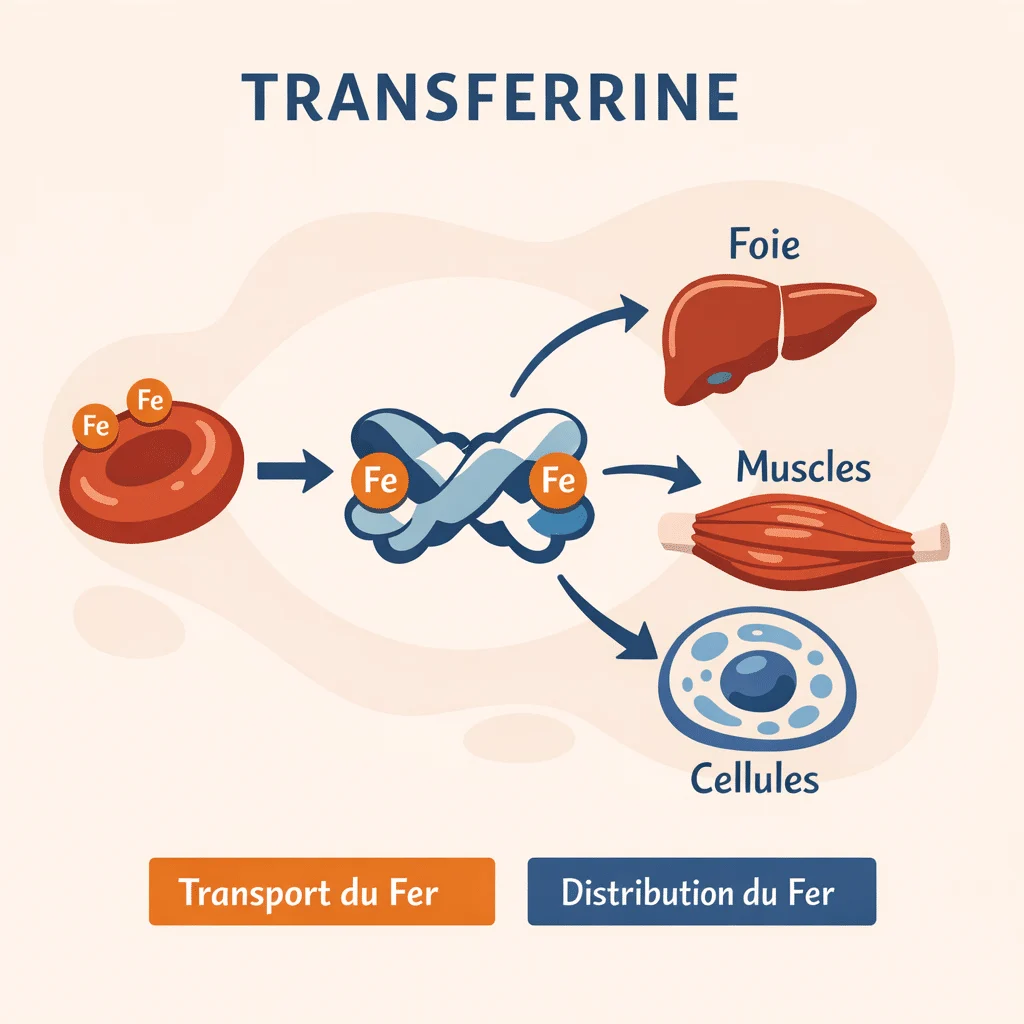 Transferrine dosée dans le sang, protéine de transport du fer vers les organes