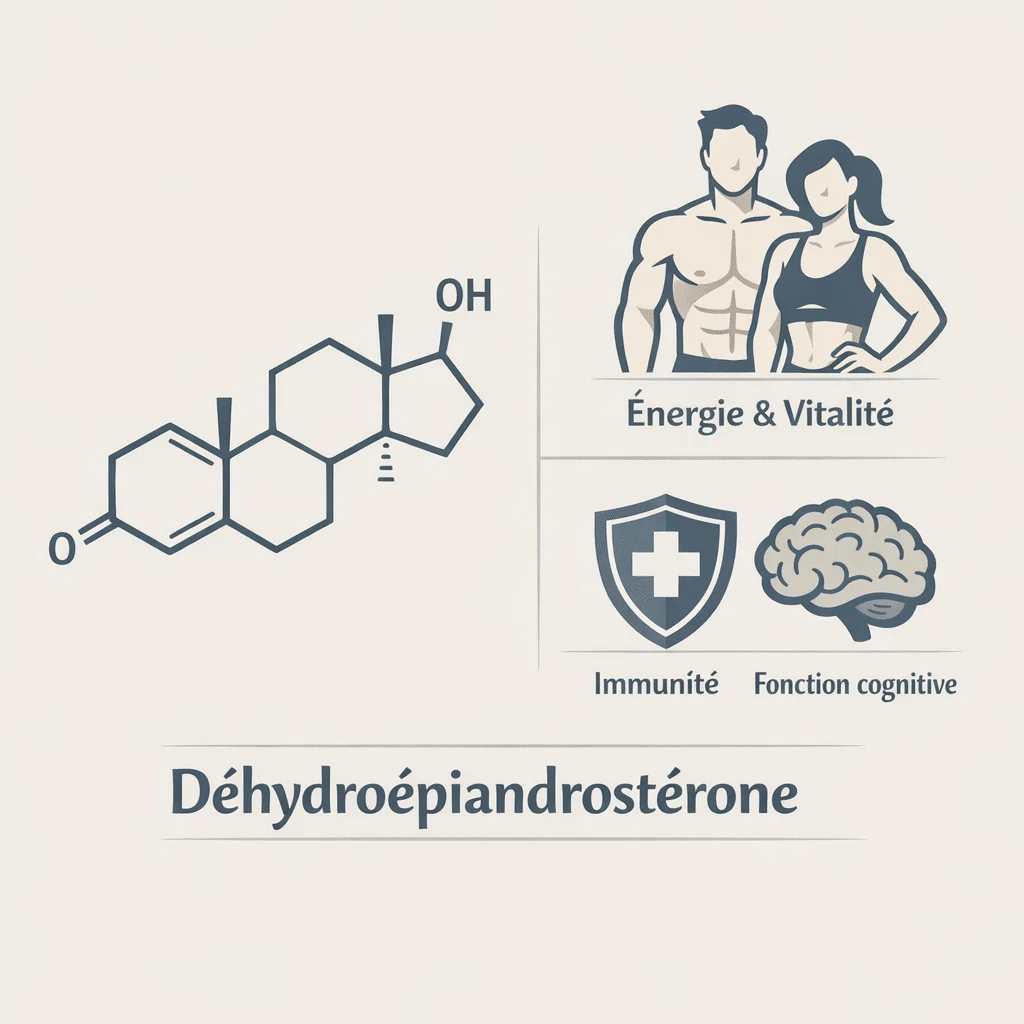 DHEA, déhydroépiandrostérone, hormone surrénalienne, avec ses bienfaits, son taux et ses risques