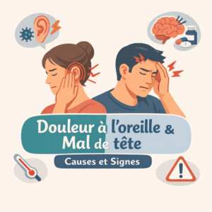 Illustration of Douleur à l'oreille et mal de tête : causes et signes