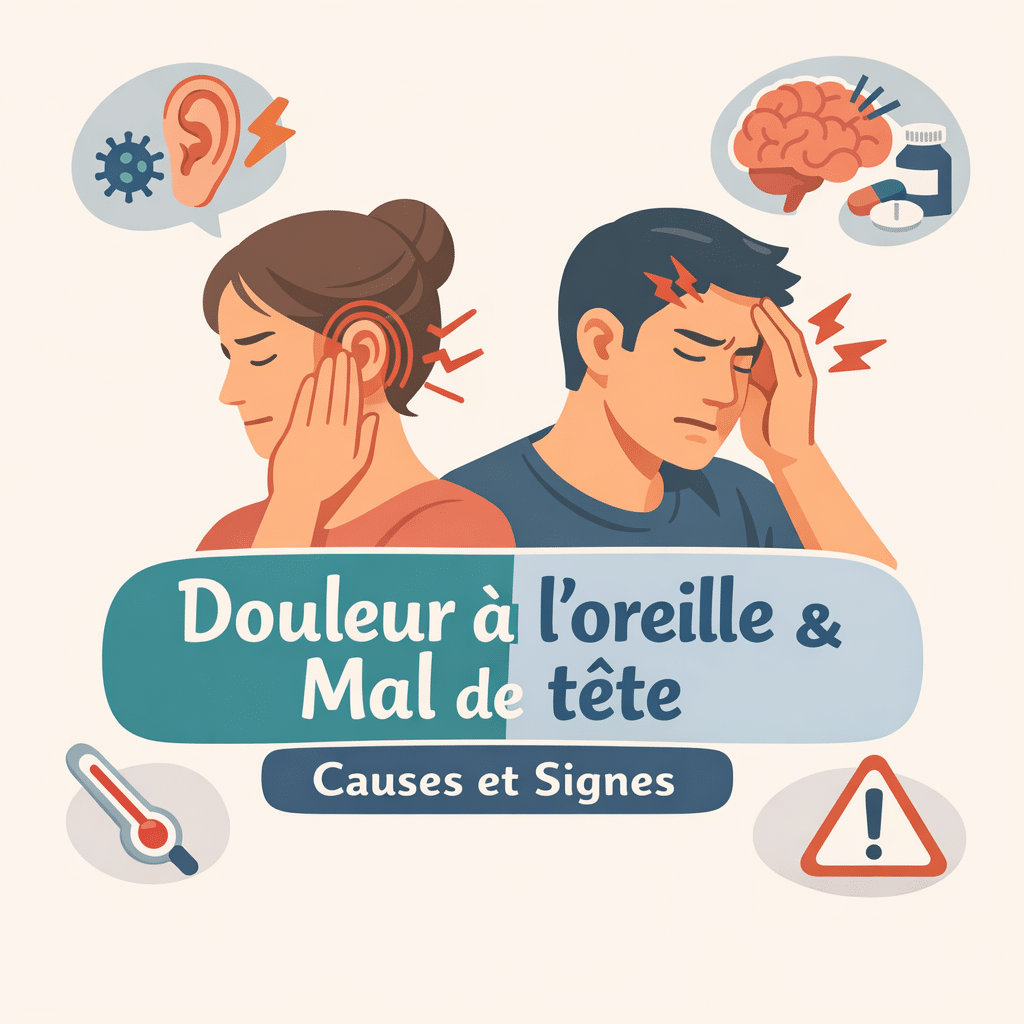 Illustration of Douleur à l'oreille et mal de tête : causes et signes