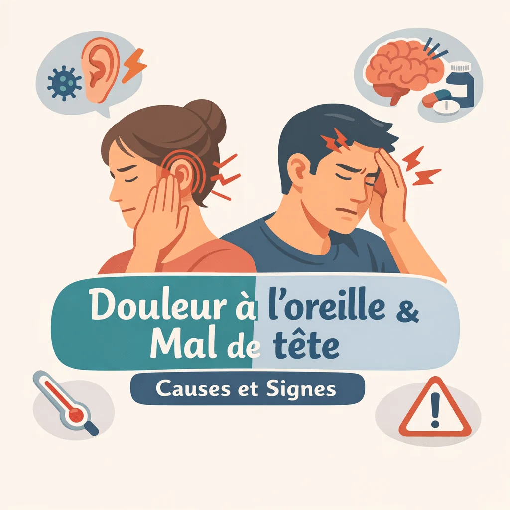 Douleur à l'oreille associée à un mal de tête, causes possibles et signes devant alerter