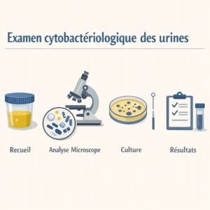 Examen cytobactériologique des urines (ECBU) recherchant une infection urinaire au laboratoire
