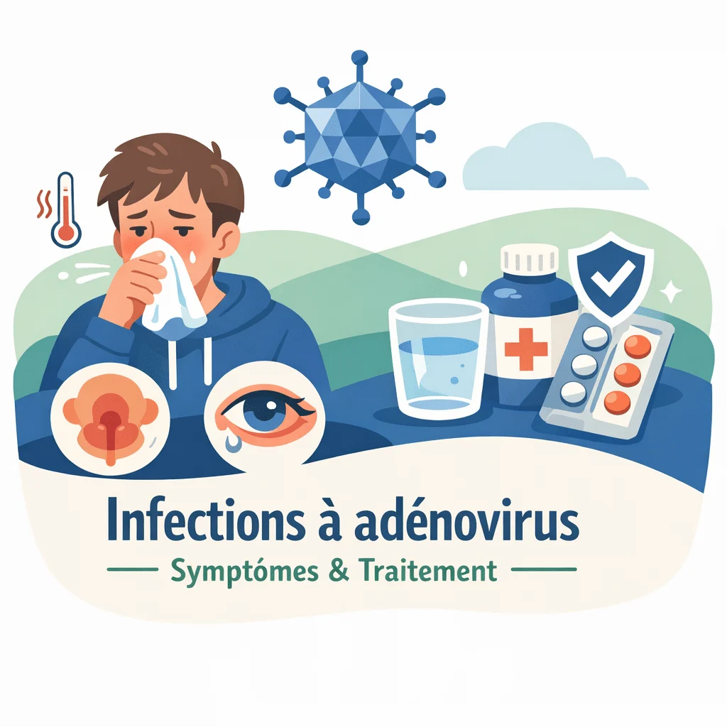 Adénovirus responsable d'infections respiratoires, avec ses symptômes et son traitement adapté