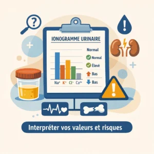 Ionogramme urinaire dosant sodium et potassium dans les urines pour évaluer la fonction rénale
