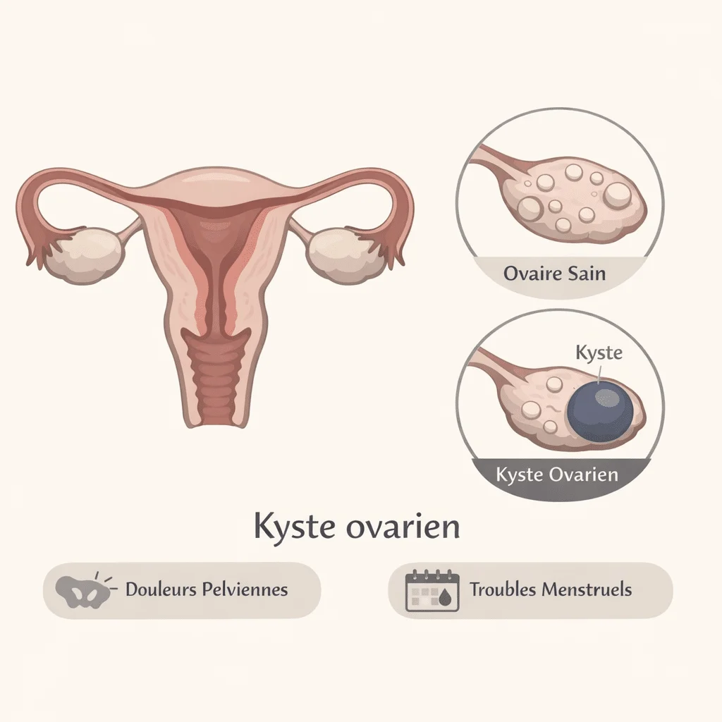 Kyste ovarien de l'ovaire avec ses symptômes, ses causes et ses traitements