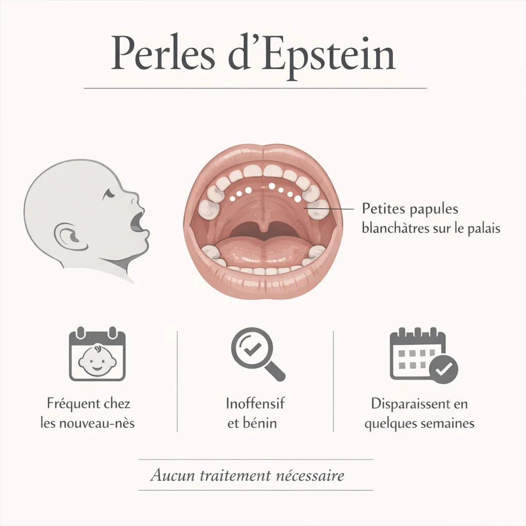 Perles d'Epstein, petits kystes blancs bénins de la bouche du nourrisson, pour rassurer les parents