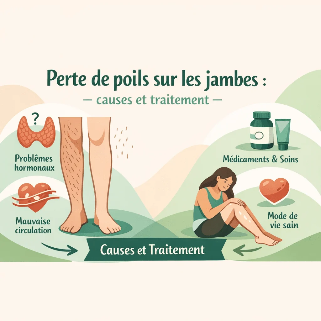Perte de poils sur les jambes, avec ses causes possibles, ses signes d'alerte et ses traitements