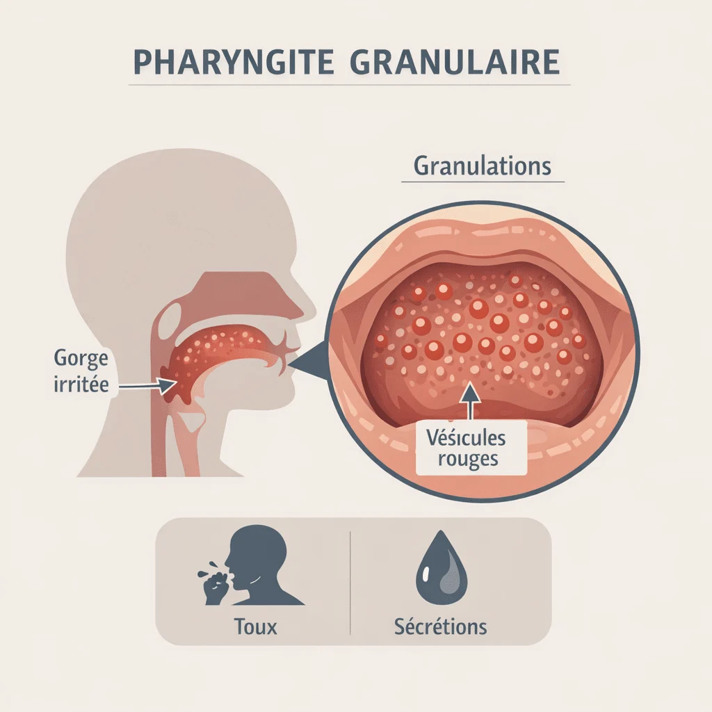 Pharyngite granulaire de la gorge avec ses causes, ses symptômes et ses traitements