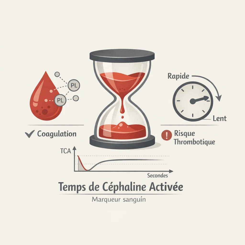 Temps de céphaline activée (TCA) mesuré pour explorer la coagulation du sang
