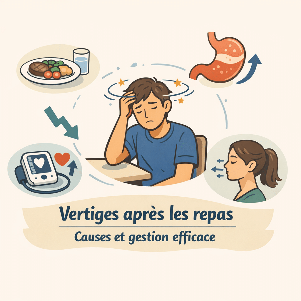 Illustration of Vertiges après les repas : causes et gestion efficace