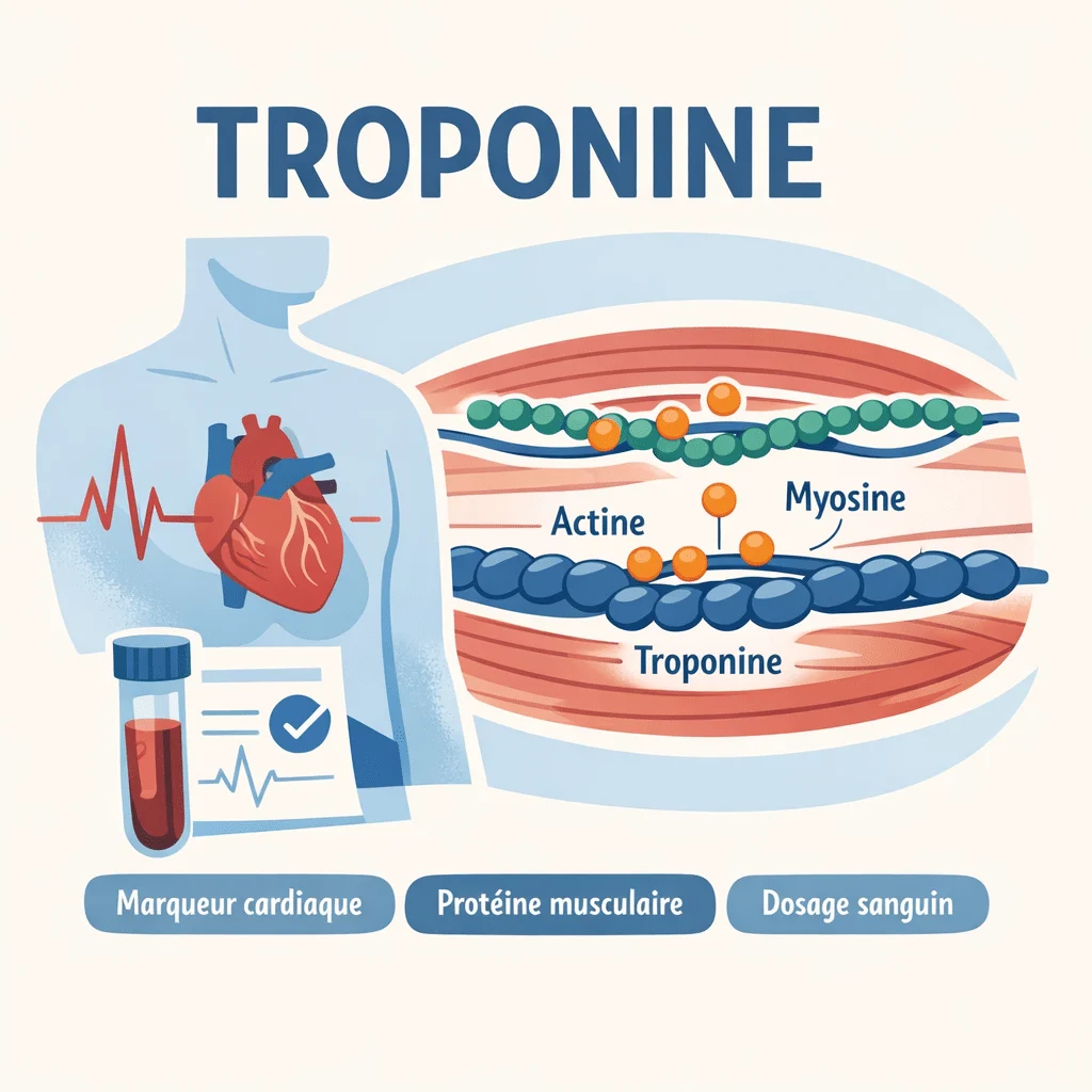 Troponine mesurée dans le sang, marqueur cardiaque clé du diagnostic de l'infarctus du myocarde