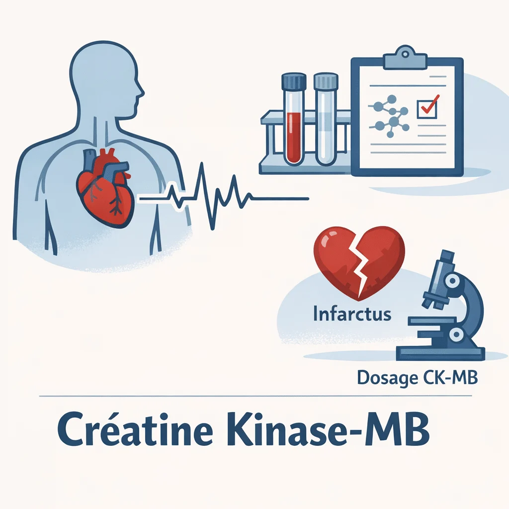 Créatine kinase-MB (CK-MB) dosée dans le sang comme marqueur cardiaque de l'infarctus du myocarde