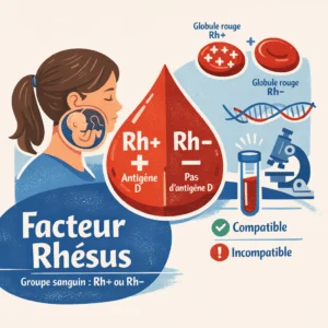 Facteur rhésus positif ou négatif du groupe sanguin, avec son rôle et son importance en grossesse