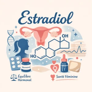 Courbe de l'estradiol au fil du cycle menstruel avec le pic ovulatoire et le plateau de la phase lutéale