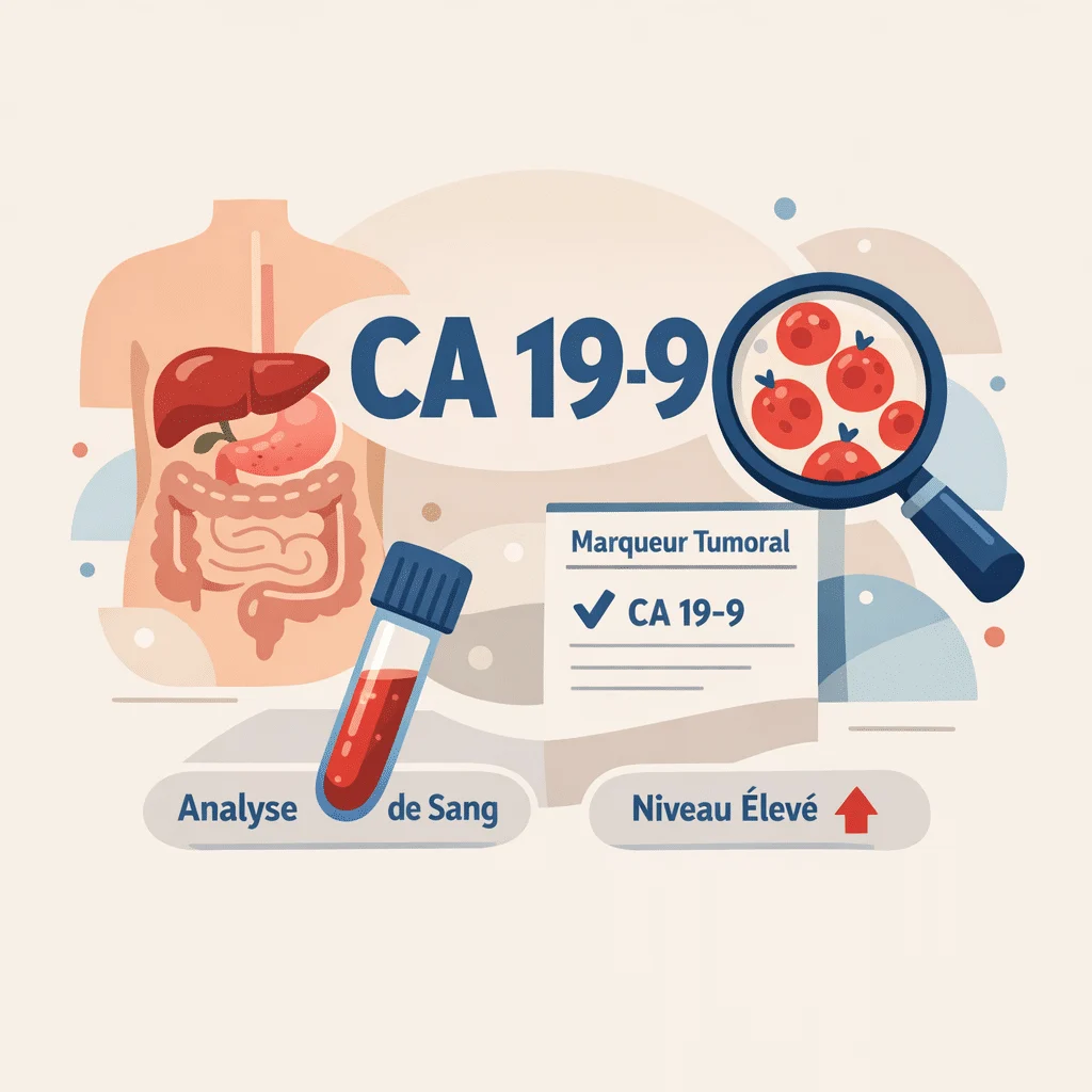 Compte rendu d'analyse sanguine indiquant le taux de CA 19-9 avec ses valeurs de référence en U/mL