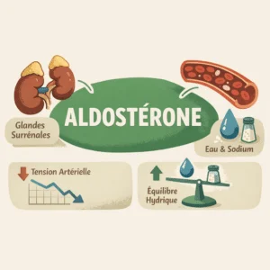 Aldostérone dosée dans le sang, hormone surrénalienne qui régule le sodium et la tension