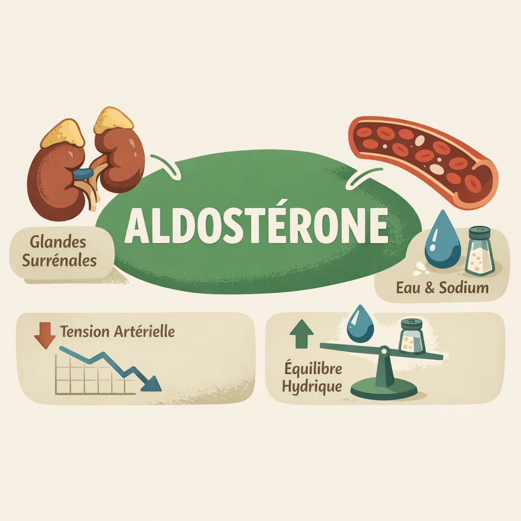 Aldostérone dosée dans le sang, hormone surrénalienne qui régule le sodium et la tension