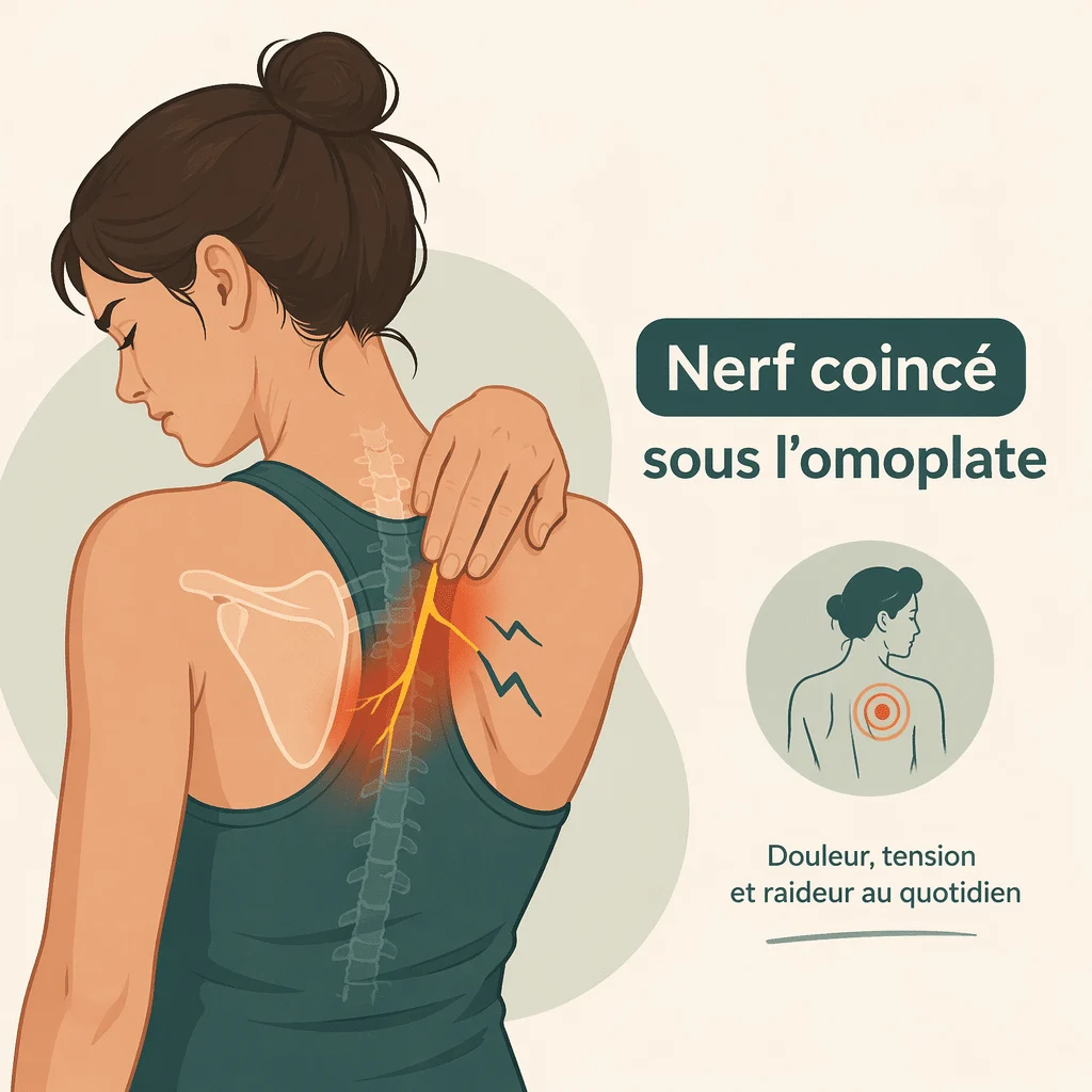 Nerf coincé au niveau de l'omoplate, avec symptômes, causes et solutions pour soulager la douleur