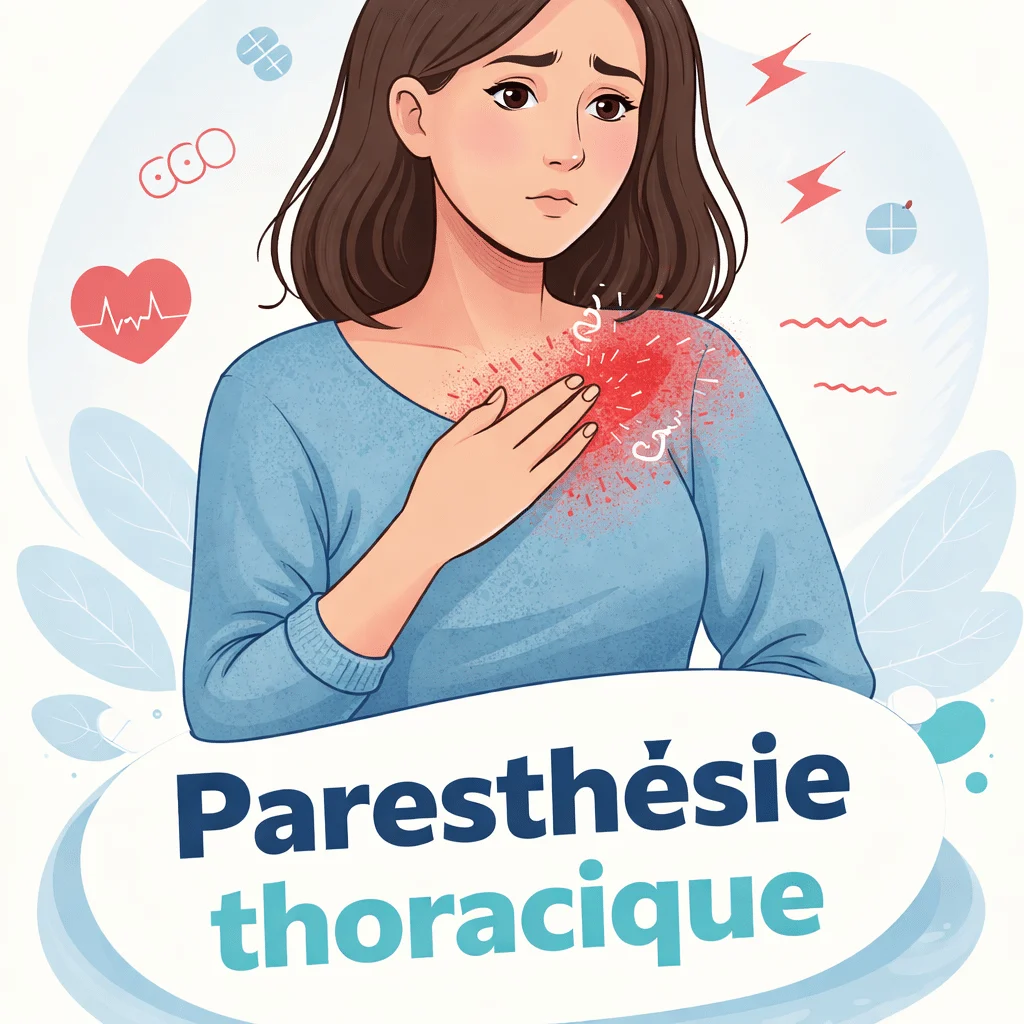 Paresthésie thoracique : zone des sensations anormales sur le thorax et trajet des nerfs intercostaux