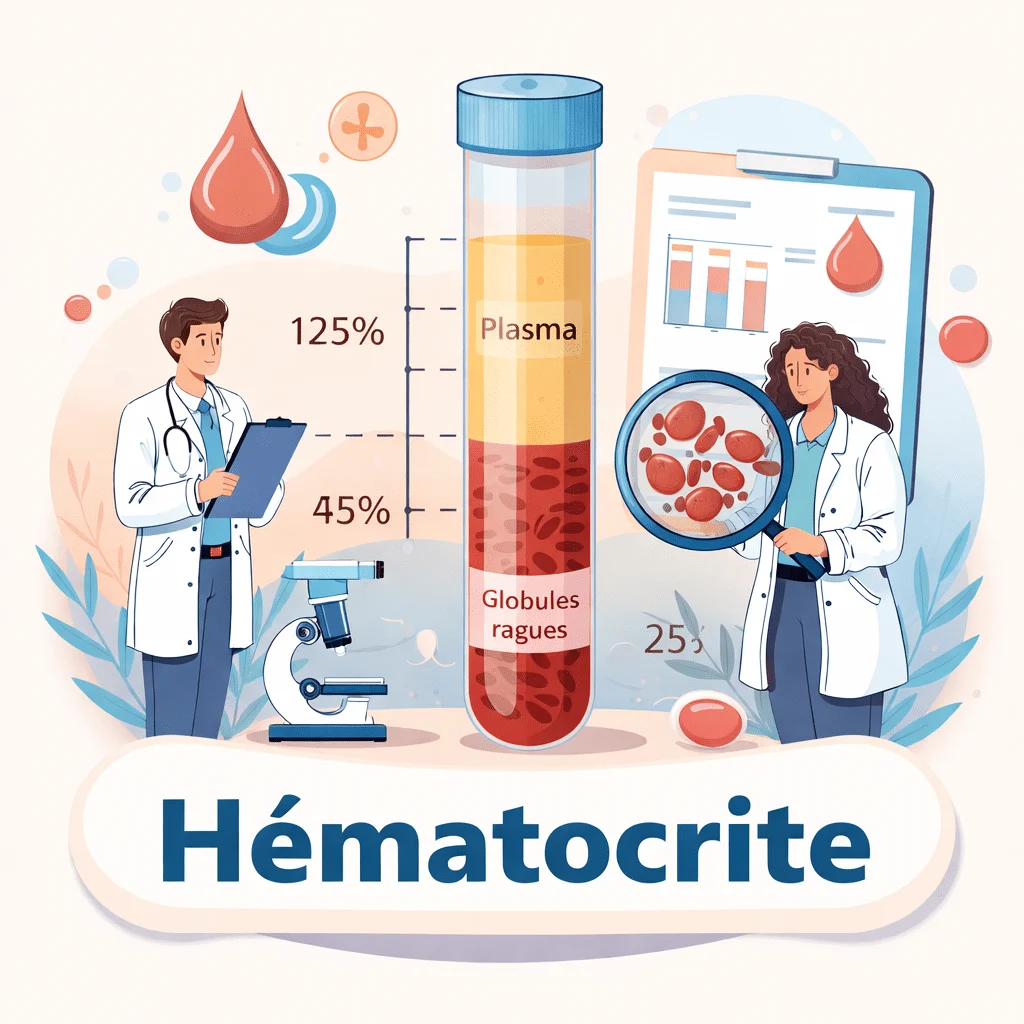 Tube de sang centrifugé montrant la couche de globules rouges utilisée pour mesurer l'hématocrite