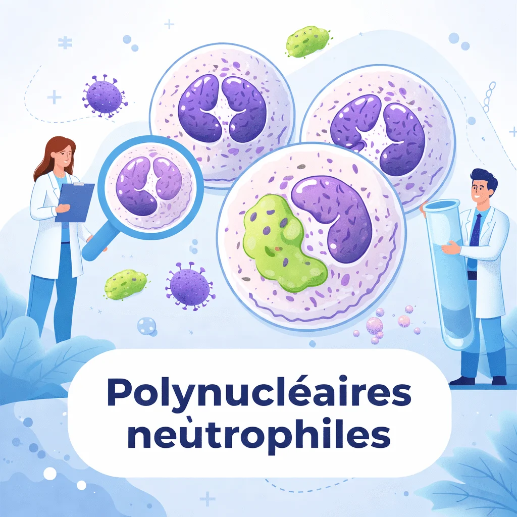 Polynucléaires neutrophiles sur l'hémogramme, globules blancs en première ligne contre les infections