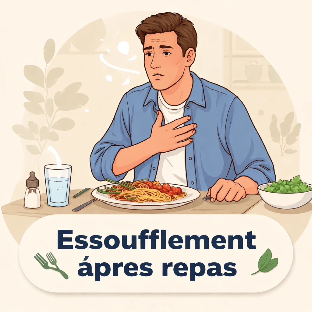 Essoufflement après un repas, ses causes possibles et les examens utiles avant de consulter