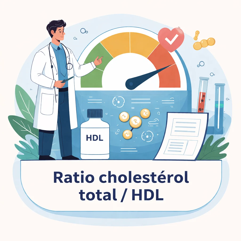 Rapport cholestérol total/HDL calculé pour estimer le risque cardiovasculaire