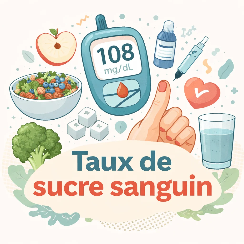 Taux de sucre sanguin mesuré par glycémie pour suivre le diabète et l'équilibre glycémique