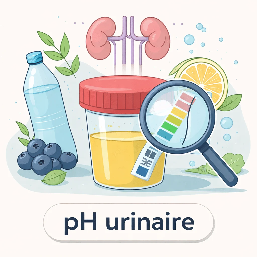 pH urinaire mesuré à la bandelette avec ses valeurs de référence et leur interprétation