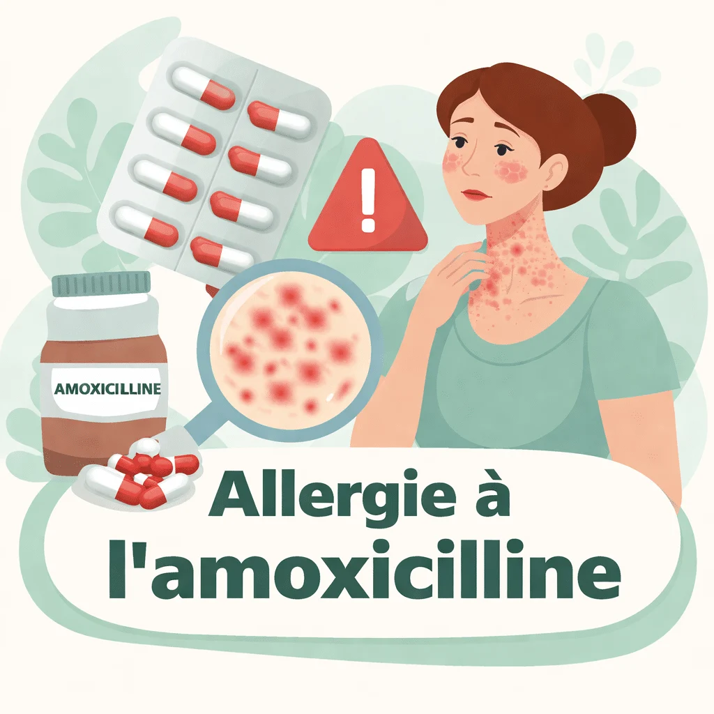 Allergie à l'amoxicilline avec éruption cutanée, durée des symptômes et conduite à tenir