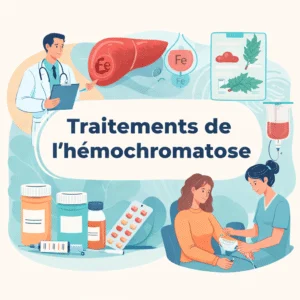Traitements de l'hémochromatose, surcharge en fer, par saignées et suivi du bilan martial
