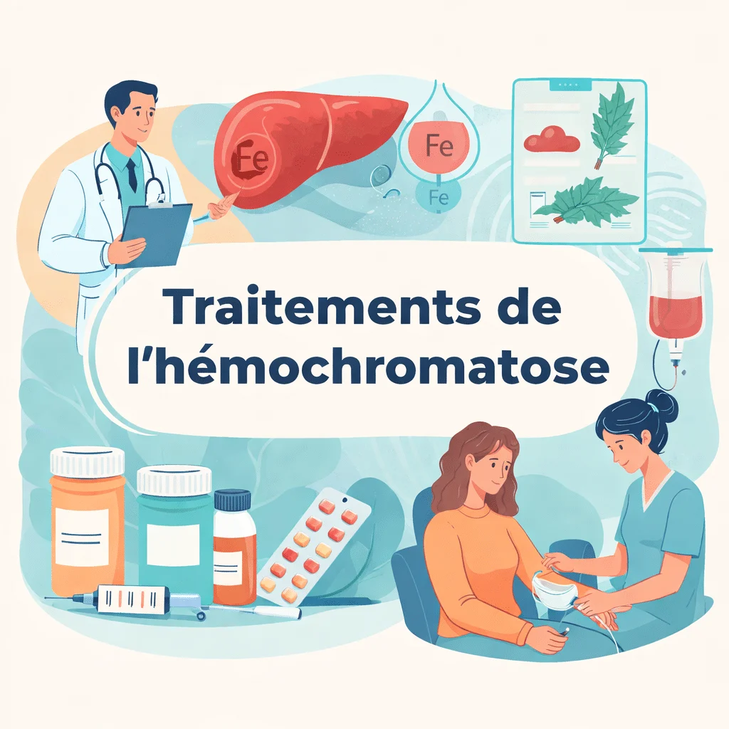 Traitements de l'hémochromatose, surcharge en fer, par saignées et suivi du bilan martial