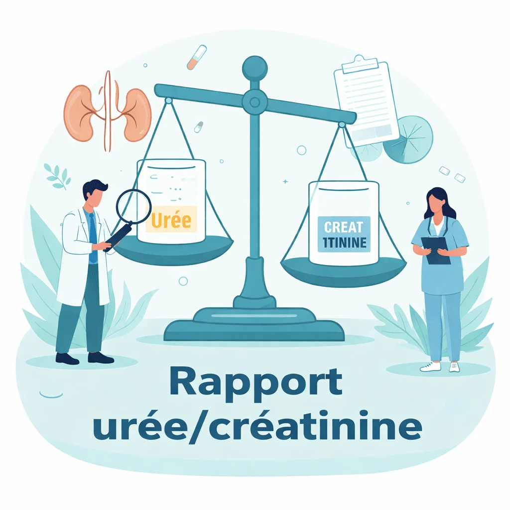 Rapport urée/créatinine calculé sur la prise de sang pour explorer la fonction rénale